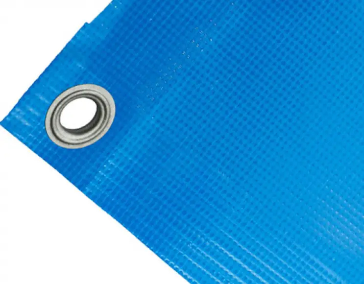 Abdeckplane Mulden aus hochfestem PVC400g/m². wasserdicht. Farbe blau. Ösen 17 mm Standard
