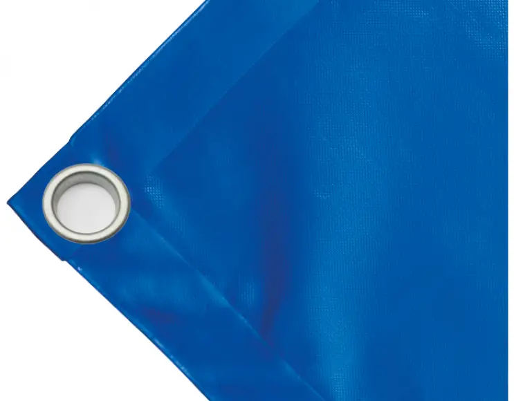Abdeckplane Mulden aus hochfestem PVC 650g/m². wasserdicht. Farbe blau. Öse 40 mm