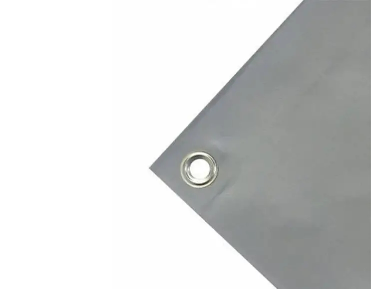 Abdeckplane Mulden aus hochfestem PVC 650g/m². wasserdicht. Farbe grau. Ösen 17mm Standard