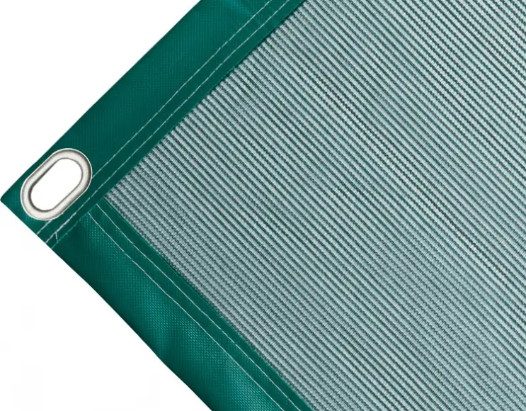 Abdeckplane Mulden aus Polyethylen, 170 g/m². Farbe grün. Ösen oval 40x20 mm