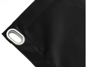 Abdeckplane Mulden aus hochfestem PVC 650g/m². Farbe schwarz. Öse 40x20 mm - cod.CMPVCN-40O