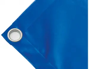 Abdeckplane Mulden aus hochfestem PVC 650g/m². wasserdicht. Farbe blau. Öse 40 mm - cod.CMPVCBL-40T