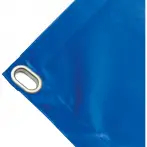 Abdeckplane Mulden aus hochfestem PVC 650g/m².  wasserdicht. Farbe blau. Öse 40x20 mm - cod.CMPVCBL-40O