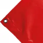 Abdeckplane Mulden aus hochfestem PVC 650g/m².  wasserdicht. Farbe rot. Öse 17 mm Standard - cod.CMPVCR-17T