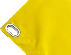 Abdeckplane Mulden aus hochfestem PVC 650g/m². wasserdicht. Farbe gelb. Ösen oval 40x20 mm - cod.CMPVCG-40O
