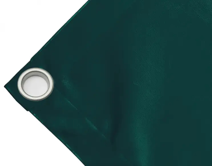 Abdeckplane Mulden aus hochfestem PVC 650g/m². wasserdicht. Farbe grün. Ösen 40 mm