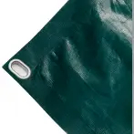 Abdeckplane Mulden aus hochfestem Polyethylen, Gewicht 230g/m². wasserdicht. Farbe grün. Ösen oval  40x20 mm - cod.CMPE230-40O