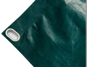 Abdeckplane Mulden aus hochfestem Polyethylen, Gewicht 230g/m². wasserdicht. Farbe grün. Ösen oval  40x20 mm - cod.CMPE230-40O