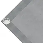 Abdeckplane Mulden aus hochfestem PVC, Gewicht 280g/m².  mikroperforierte Plane, nicht wasserdicht.  Farbe grau. Ösen 40 mm - cod.CMHSK-40T