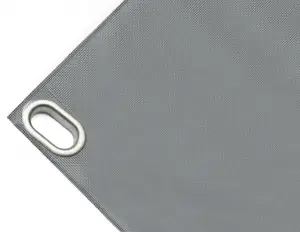 Abdeckplane Mulden aus hochfestem PVC 650g/m². wasserdicht. Farbe grau. Ösen oval 40x20 mm - cod.CMPVCGR-40O