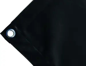 Abdeckplane Mulden aus hochfestem PVC 650g/m². wasserdicht. Farbe schwarz. Ösen rund  23 mm  - cod.CMPVCN-23T