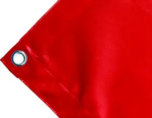 Abdeckplane Mulden aus hochfestem PVC 650g/m². wasserdicht. Farbe rot. Ösen rund 23mm  - cod.CMPVCR-23T