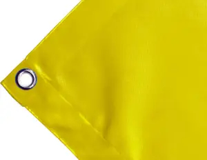 Abdeckplane Mulden aus hochfestem PVC 650g/m². wasserdicht. Farbe gelb. Ösen rund  23 mm - cod.CMPVCG-23T
