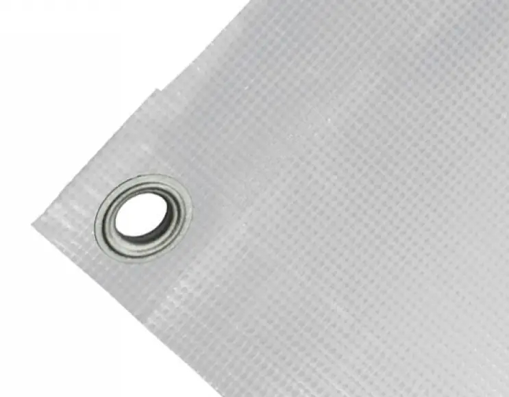 Abdeckplane Mulden aus hochfestem PVC400g/m². wasserdicht. Farbe grau. Ösen 17 mm Standard