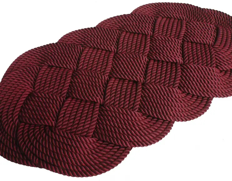 Türmatte im von Hand geflochtenen Seil. Bordeaux-Farbe. fest. Vorbild Ischia