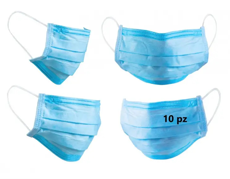 Packung mit 10 Hygieneschutzmasken für sanitäre Notfälle