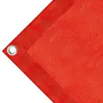 Abdeckplane Mulden aus hochfestem PVC, Gewicht 280g/m².  mikroperforierte Plane, nicht wasserdicht.  Farbe rot. Ösen 23 mm - cod.CMHSKR-23T