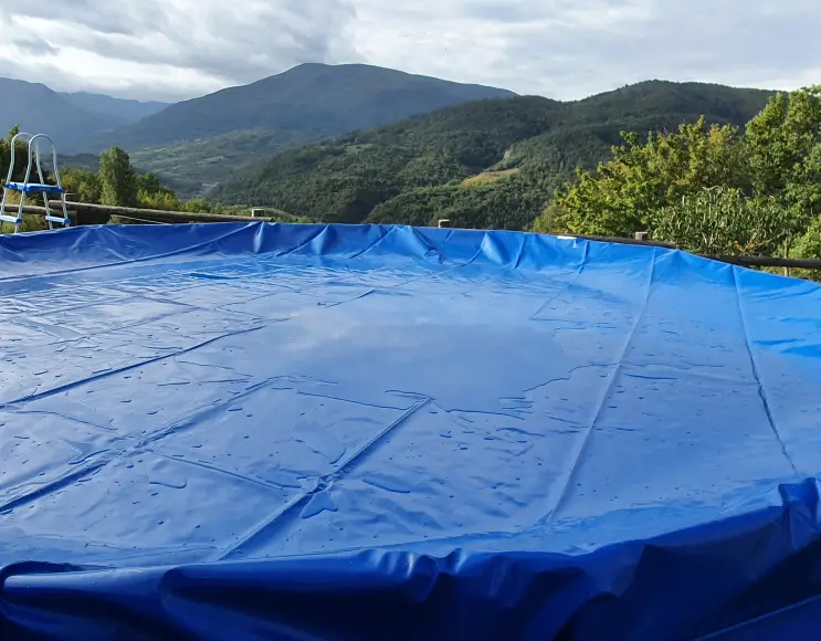Runde Poolabdeckung aus PVC, 400 g/m², mit Ösen